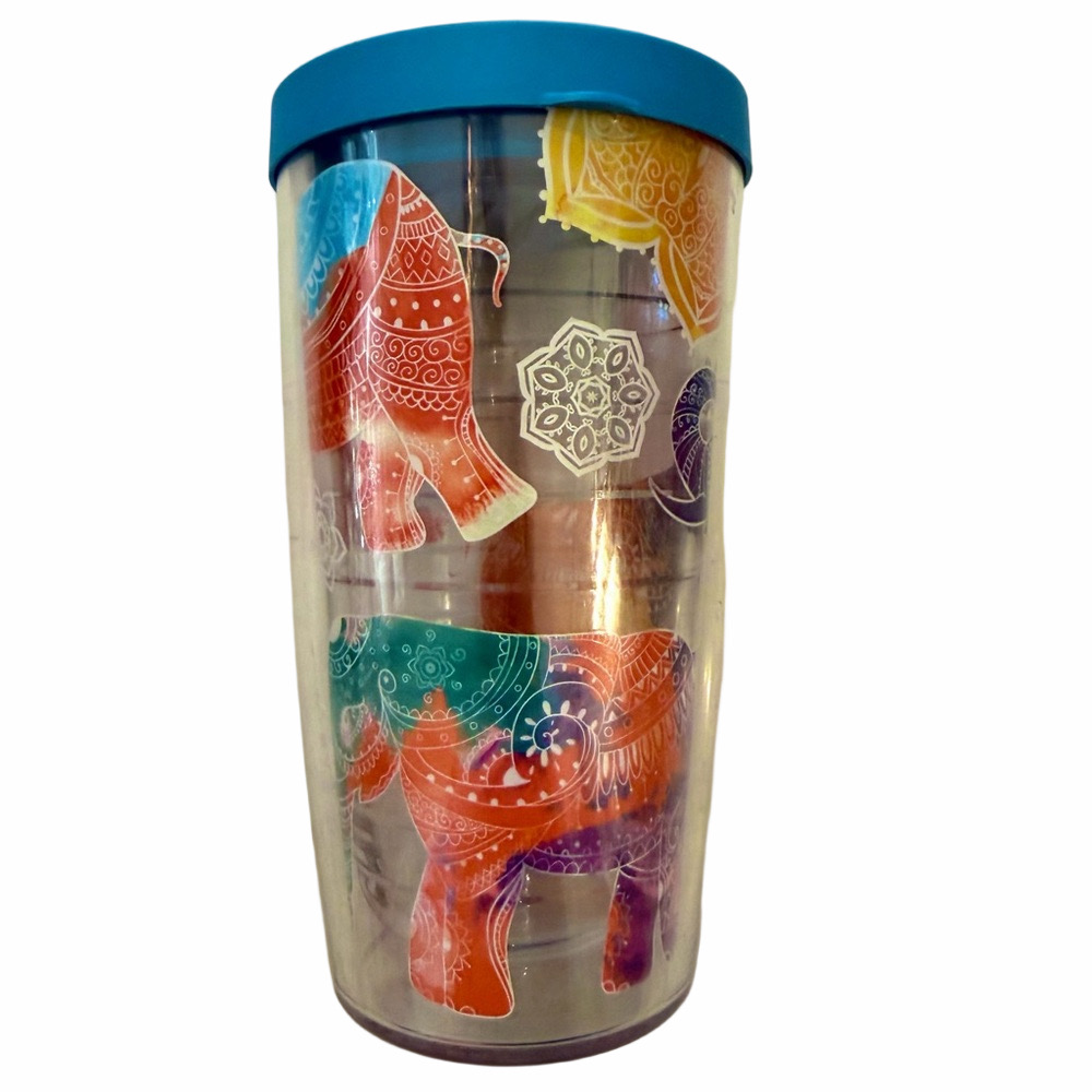 Set of 3 Tervis Tumbler Cups with Lids 16 oz Elephants Peace Flowers EUC - Picture 4 of 9